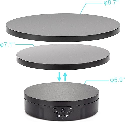 Miniatura 3 de Leadleds Soporte giratorio 3 en 1 de 5 V, plato giratorio eléctrico de 360 grados con control remoto para fotografía y programas de video (negro)
