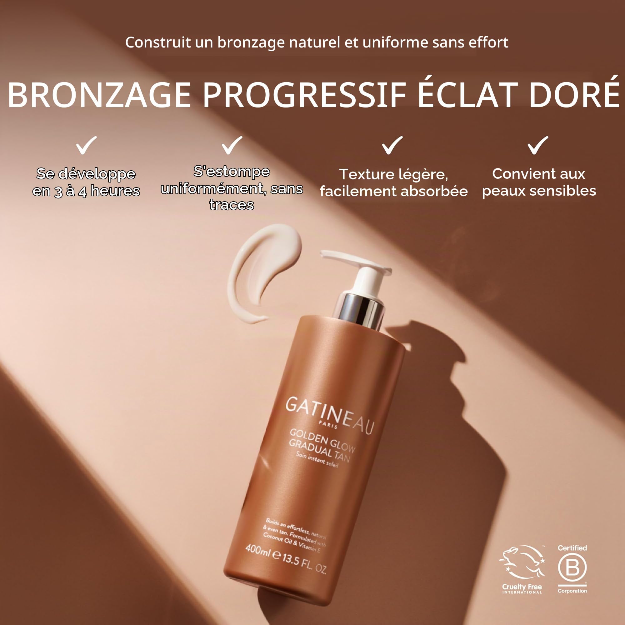 Gatineau Soin Corps Instant Soleil Auto-Bronzant, 400 ml
