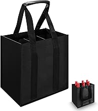 Bottle Bag 6 Compartments, Bottle Bag for 1.5 Litre Bottles, Bottle Carrier with Velcro Strap, Reusable Men's Handbag, Drink Bag for Water Bottles, Wine, Black, black, /
