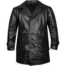German Classic Officer WWII Military Uniform Black Sheep Leather Coat,XXS-3XL