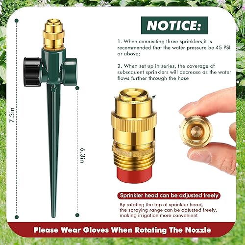 Miniatura 3 de Landical Sistema de riego por encima del suelo, paquete de 3 rociadores de césped y manguera de jardín de 32.8 pies, sistema de riego por goteo,