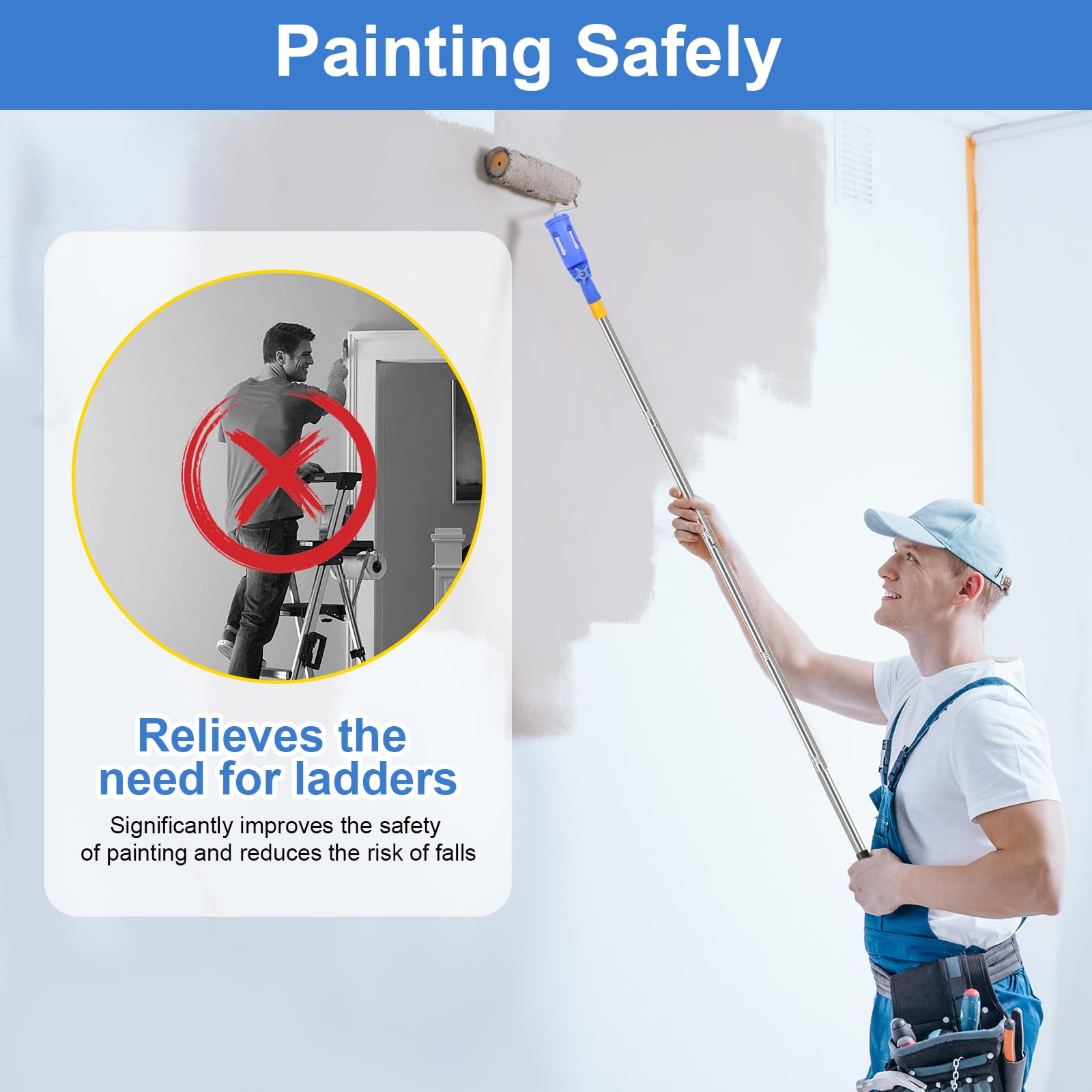 Przedłużenie pędzla z wieloma kątami, przedłużanie pędzla, Multi Angle Paint Brush Extende, wysuwany wałek malarski, drążek przedłużający do wysokich sufitów, ścian, narzędzie do malowania narożników