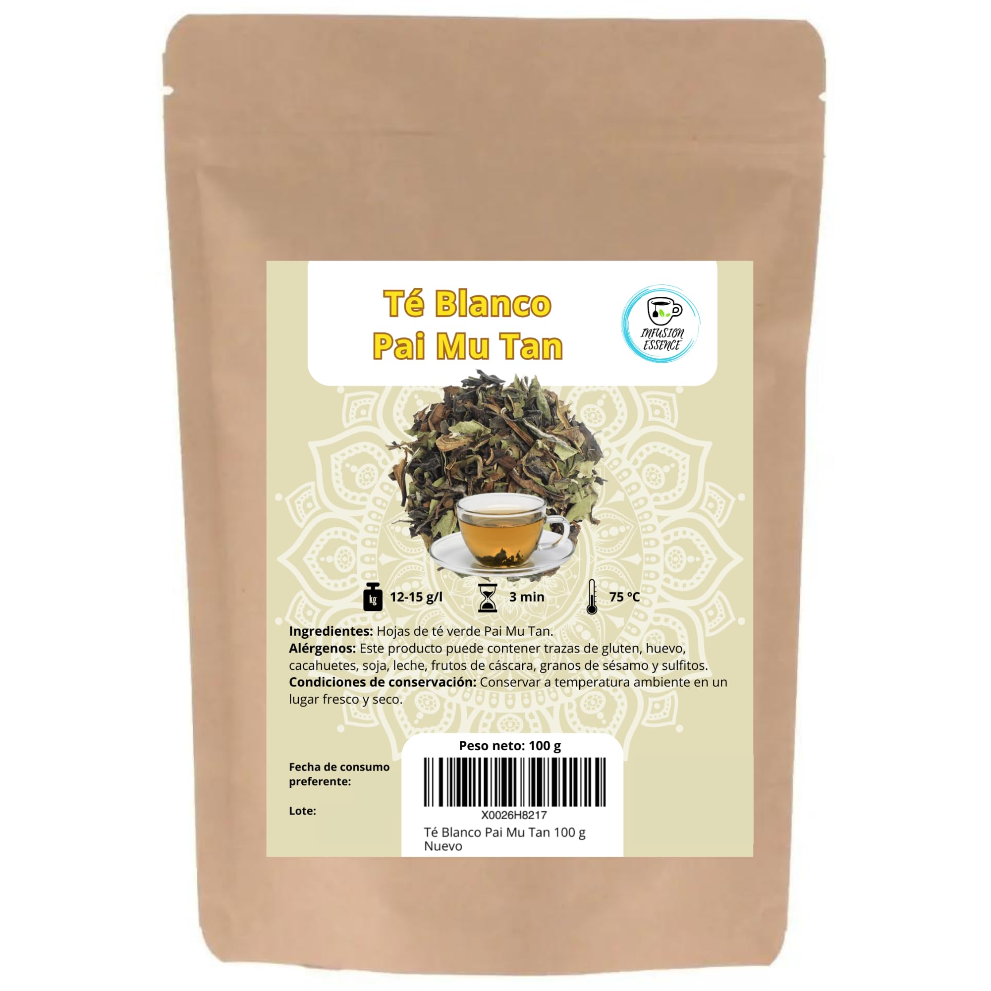 Té Blanco Pai Mu Tan a Granel 100 g Antioxidante Energético Digestivo