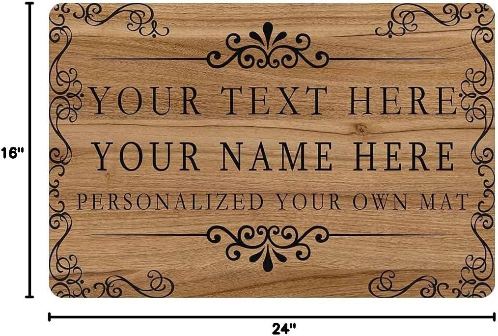 InterestPrint Customized Welcome Door Mat Personalized Add Your Own Text Name on Doormat Brown Design Indoor Outdoor Rug Decor Non Slip