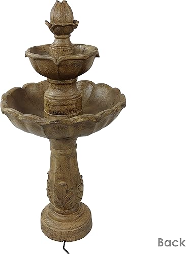 Miniatura 6 de Sunnydaze Blooming Flower - Fuente de agua para exteriores de 38 pulgadas y 2 niveles con bomba sumergible eléctrica para jardín, patio o patio