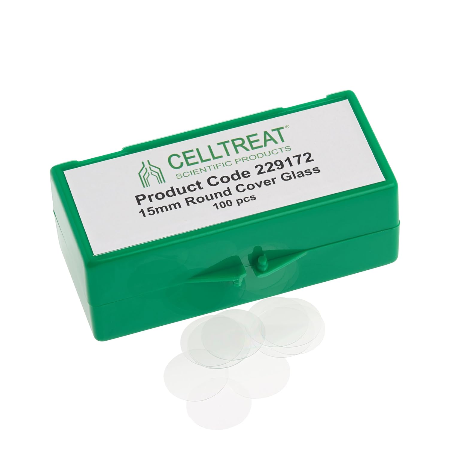 CELLTREAT 229172 15 mm Round Cover Glass, Fits 24 Well Plate, Sterile, 1.5 cm L, 0.02 cm H, 1.5 cm W, Glass (Pack of 100)