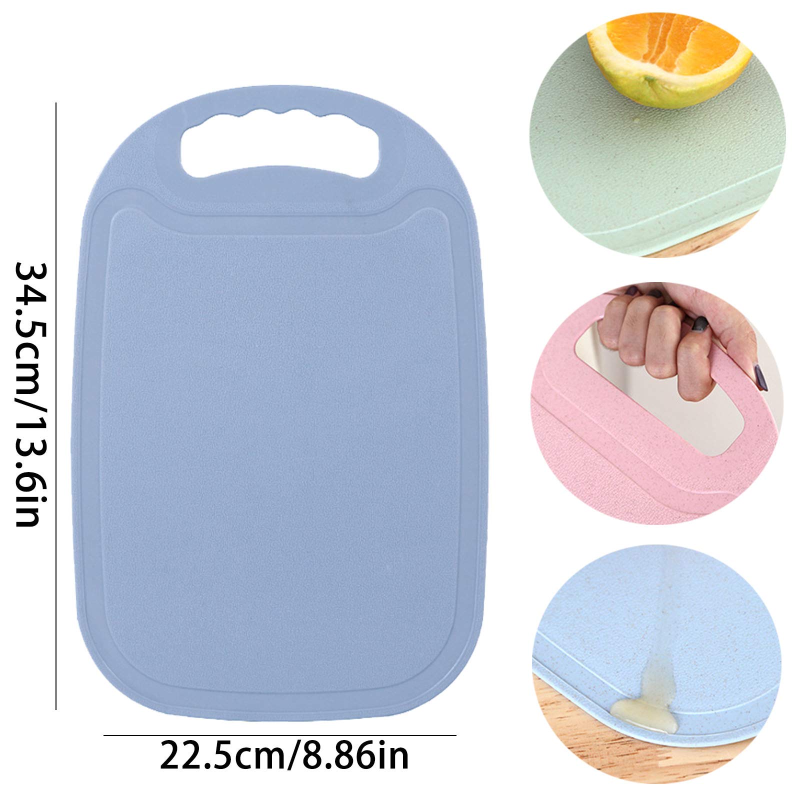 Taglieri in plastica, 3 pezzi. Con scanalatura per il succo e piedini
