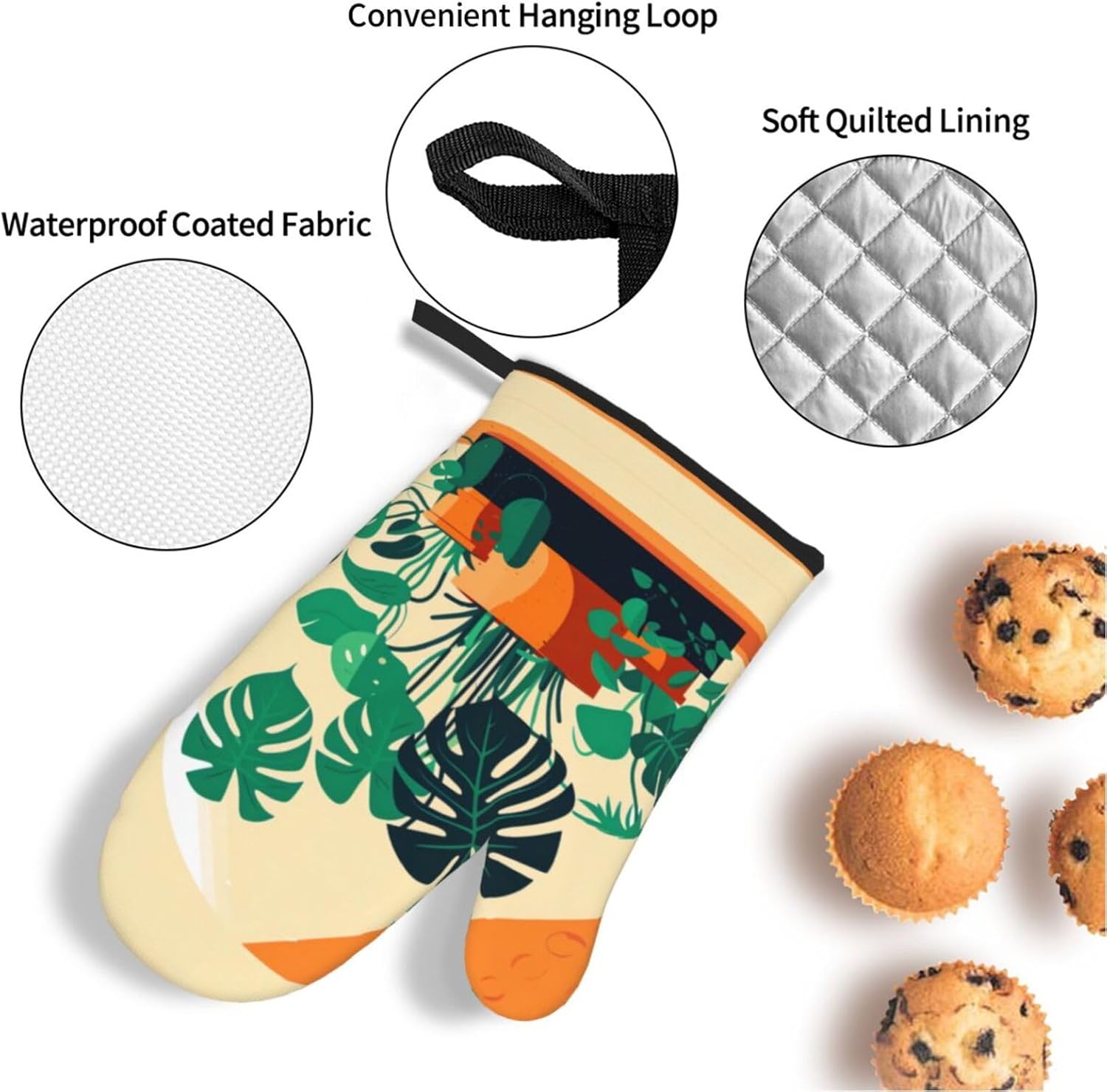 Cartoon Turtle Back Bamboo Oven gloves and heat-resistant mat 4-piece set. Suitable for grilling, microwave oven frying, and baking