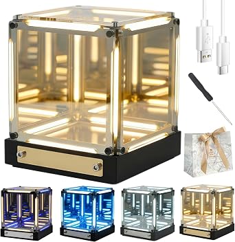 Infinite Space Abyss Lamp, Creative 4D Infinite Space Abyss Night Light, Touch Dimmable Infinity Mirror Cubes, Rechargeable LED Hyper Cube Night Light, Futuristic Tech Decor Warm