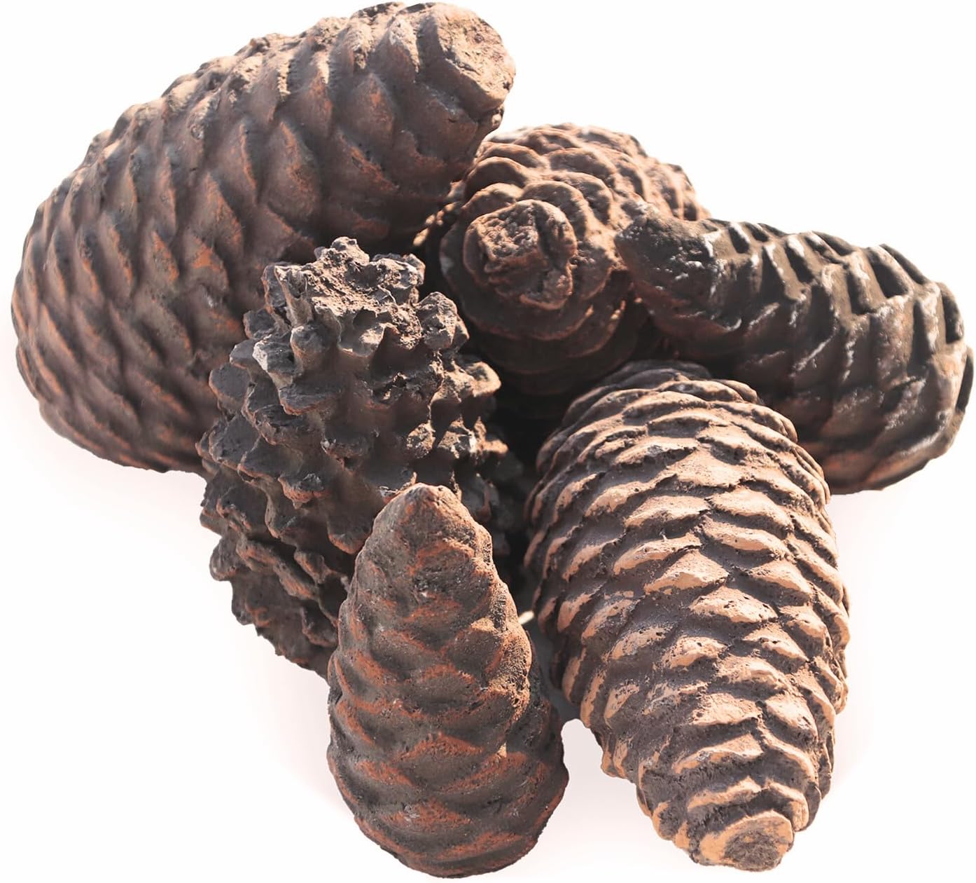 Heyfurni Gas Fireplace Logs, 6 pcs Pine Cones Fire Logs Christmas Decorative Ceramic Faux Pinecones in Assorted Sizes for Ventless Propane, Gas Insets, Electric,Ethanol, Gel Fireplaces