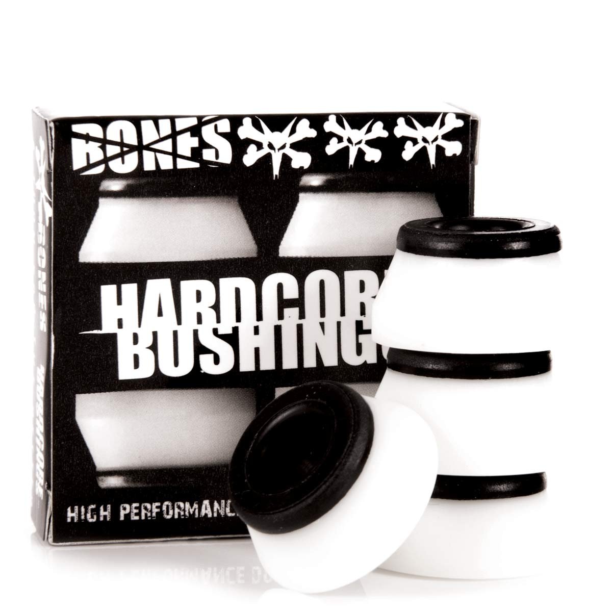 BONES HARDCORE 4PC HARD WHITE BLACK BUSHINGS