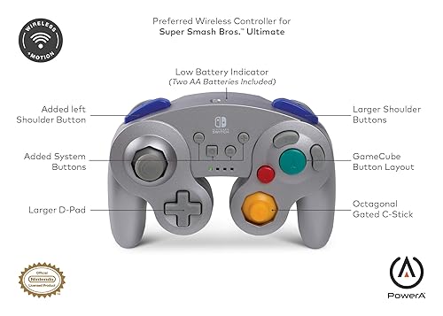 Miniatura 8 de PowerA Wireless Controller for Nintendo Switch - GameCube Style Silver - Nintendo Switch