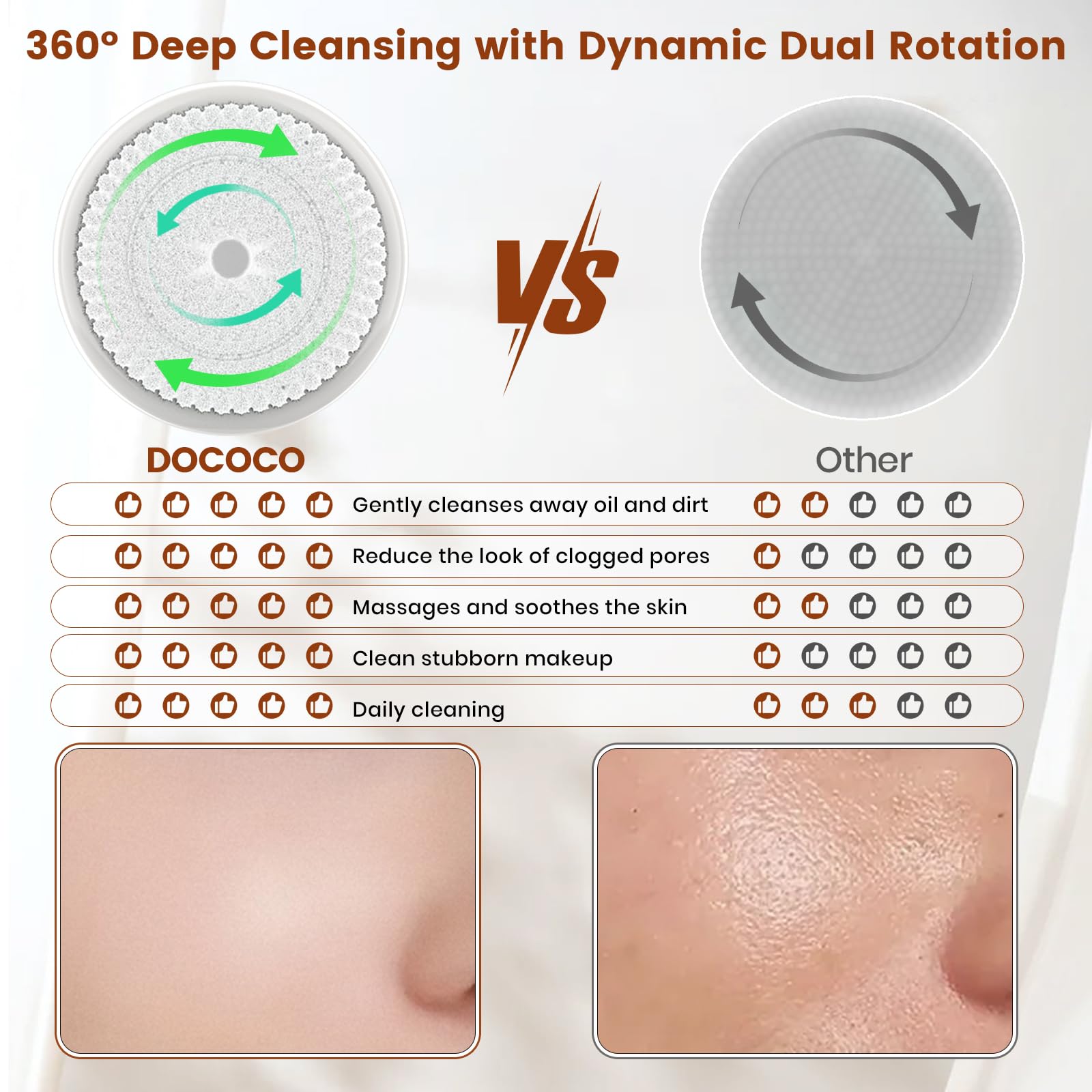 Cepillo de limpieza facial, limpiador facial eléctrico con 2 direcciones de rotación, cepillos faciales 3 en 1 para limpieza y exfoliación, 3 velocidades ajustables, cepillo de lavado facial