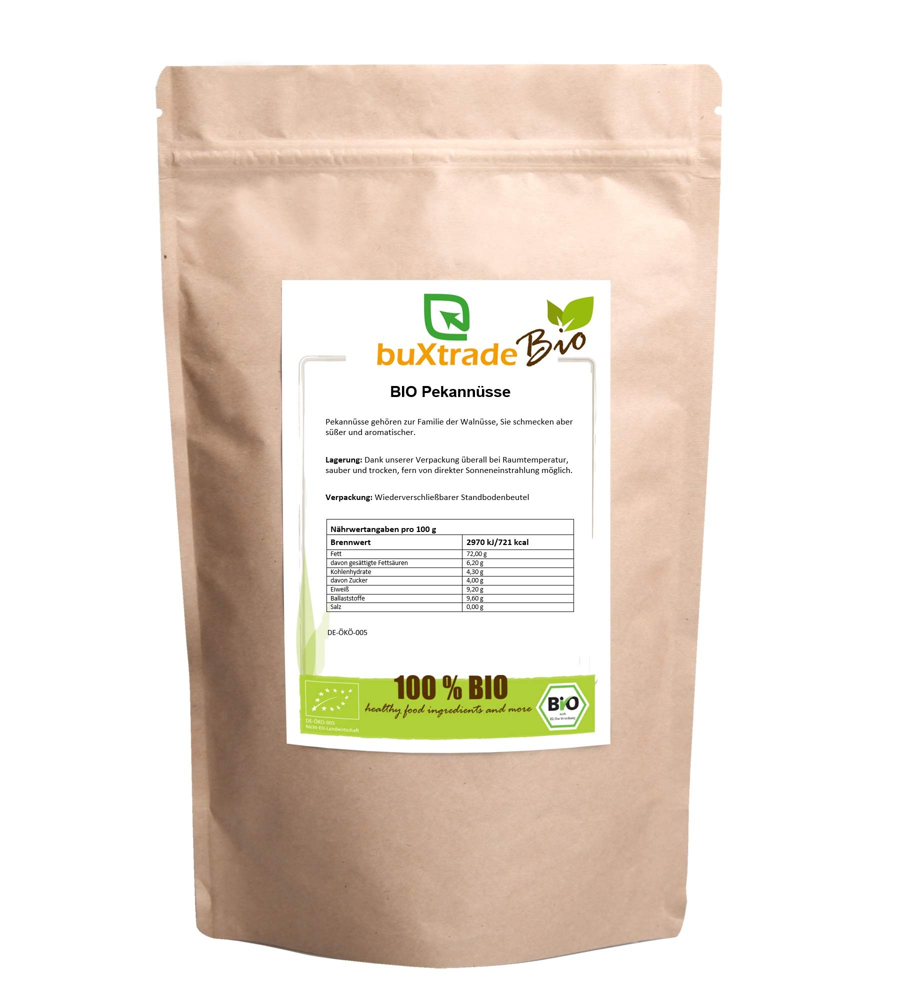 5x 1 kg | BIO Pekannüsse | unbehandelt | ungesalzen | Pecannus | Buxtrade