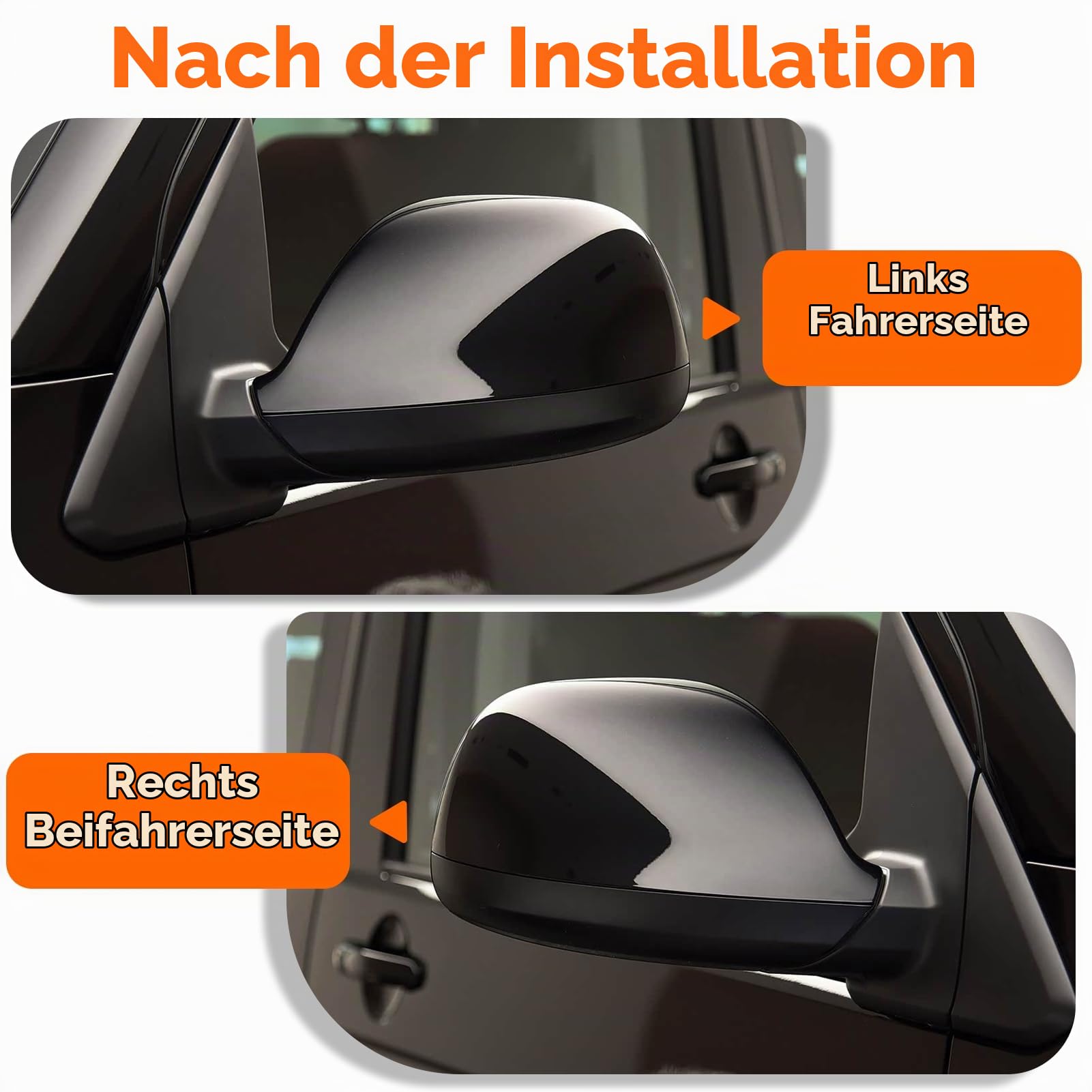 TTCR-II 2PCS Kompatibel mit Spiegelkappen VW T5/T6/Transporter Caravelle | Links+Rechts Rückspiegel Abdeckung für T5 2010-2015/T6 2016-2021/Transporter Caravelle 2014-2019 Spiegelabdeckungen (Schwarz)