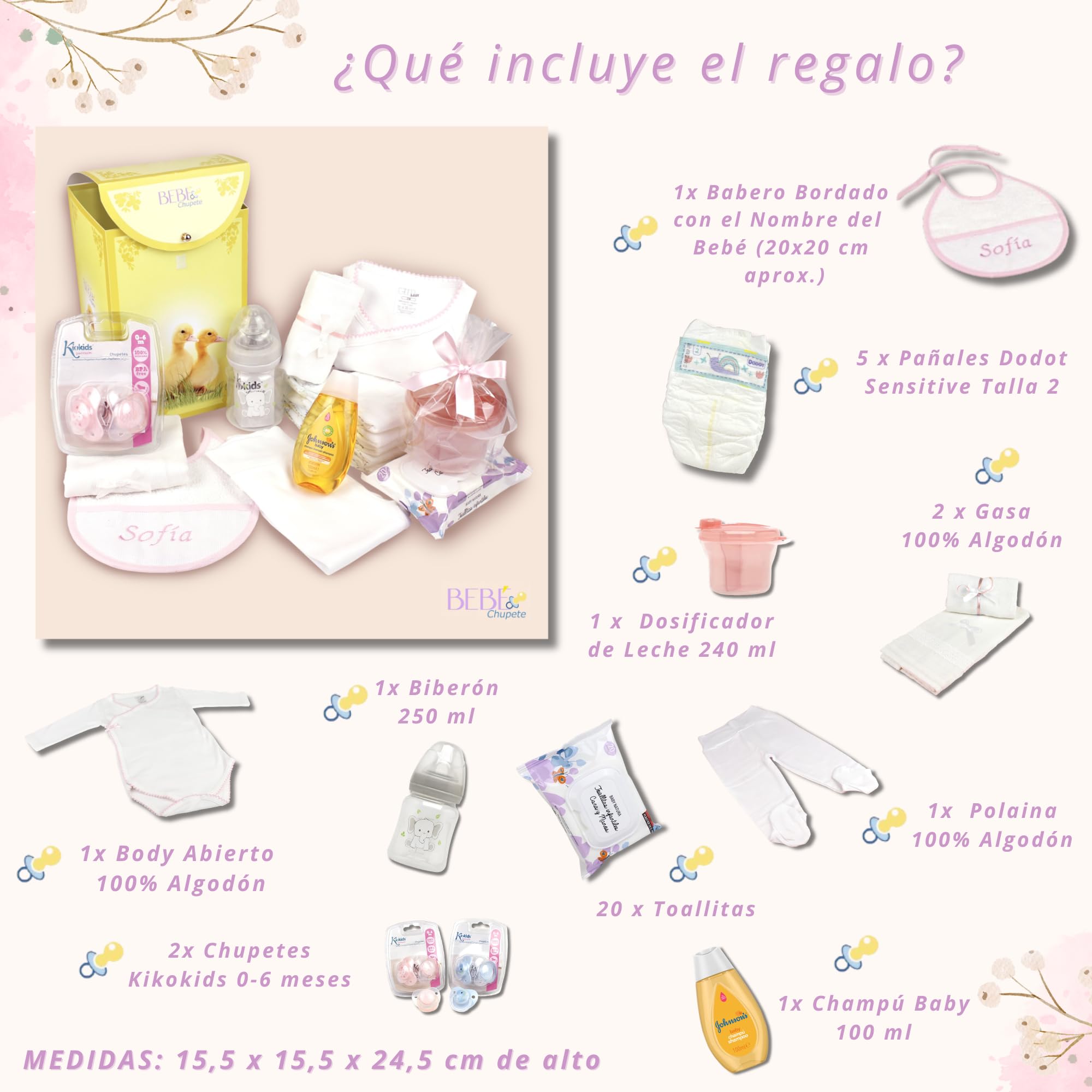 Regalo Bebe Recien Nacido Niño-Cesta Bebe Recien Nacido Niño-Cosas para Bebes Recien Nacidos-Canastilla Bebe Recien Nacido-Regalo para Bebes Recien Nacidos-Regalo Recien Nacido-Cesta Bebe (Rosa)