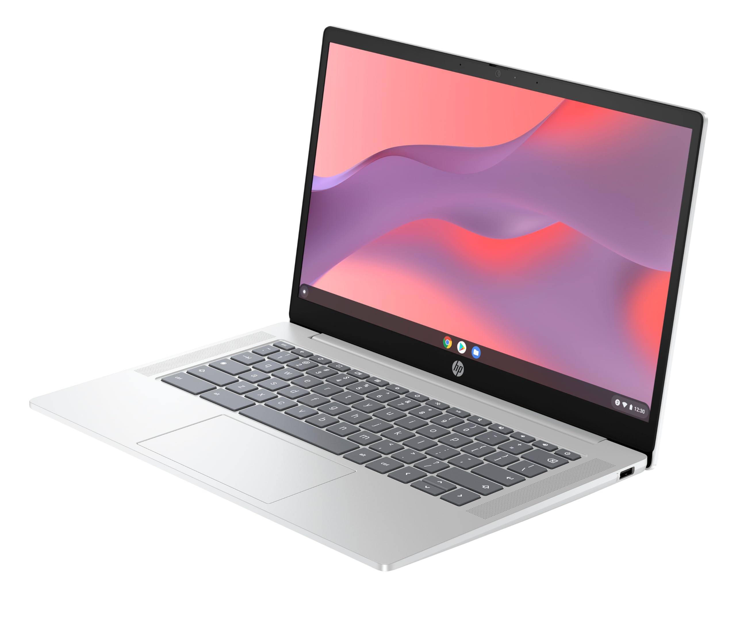 HP Chromebook 14a-nf0001sf Ordinateur Portable 14" HD, PC Portable (Intel Celeron N100, RAM 4 Go, Flash 128 Go, Intel Iris XE, Chrome OS), Laptop Argent, Clavier AZERTY