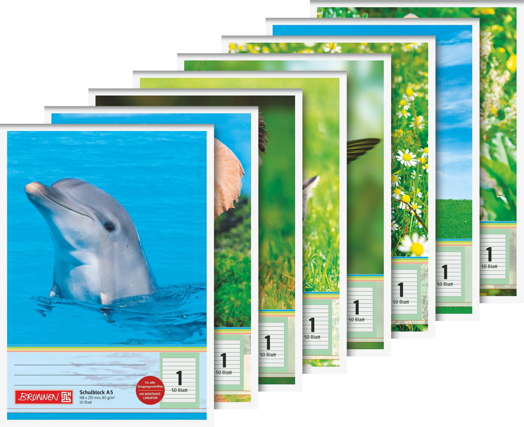 Brunnen 104188101 Schulblock A5, 50 Blatt