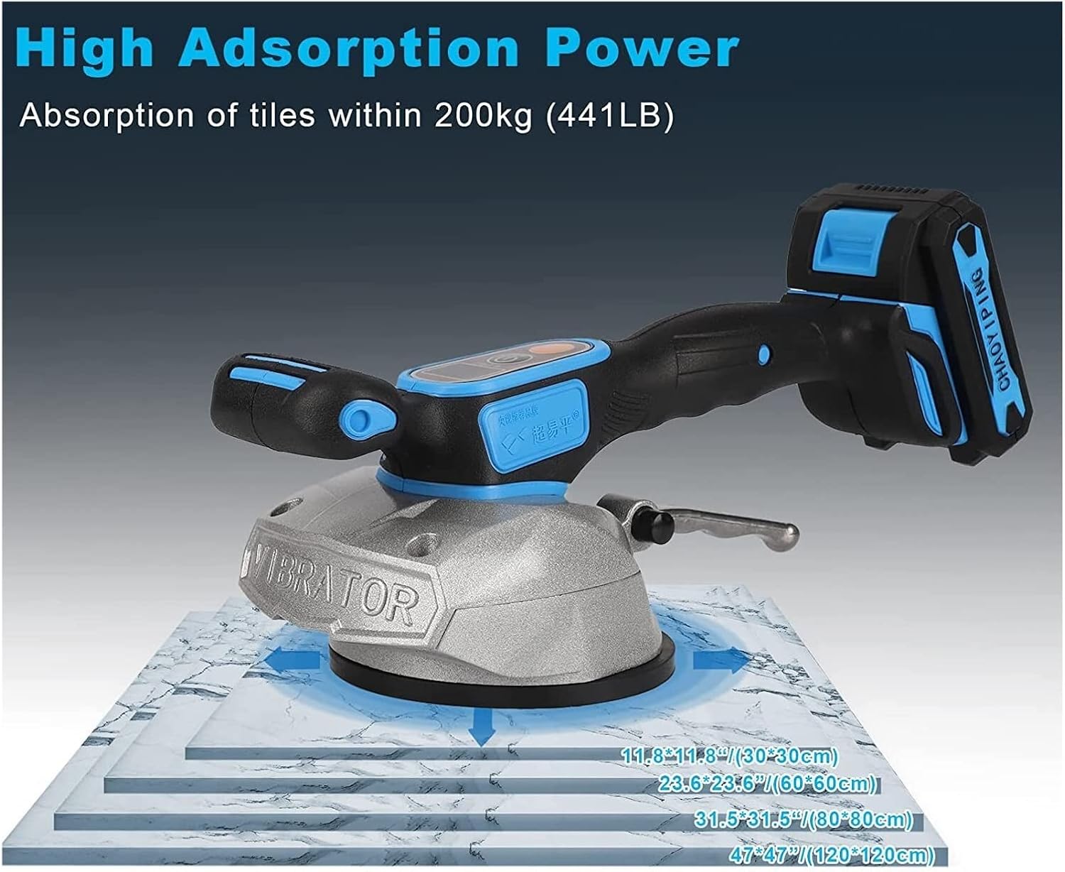 Seam Setter Tiles Tiling Machine Tile Vibrator Suction Cup Adjustable Protable Automatic Floor Leveling Tool For Countertop, Granite, Stone, Marble Slab Installation(1 BATTERY)