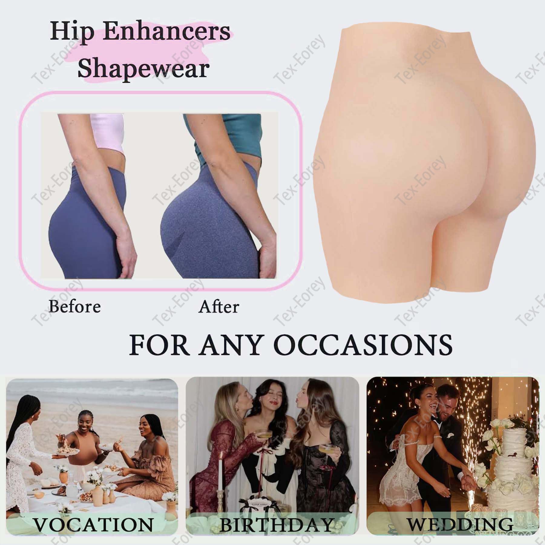Pantaloni in Silicone Mutandine Rinforzanti per I Fianchi Mutandine Push Up Modellanti Mutandine Contenitive per Glutei Finti per Le Donne,Bianca,One Size