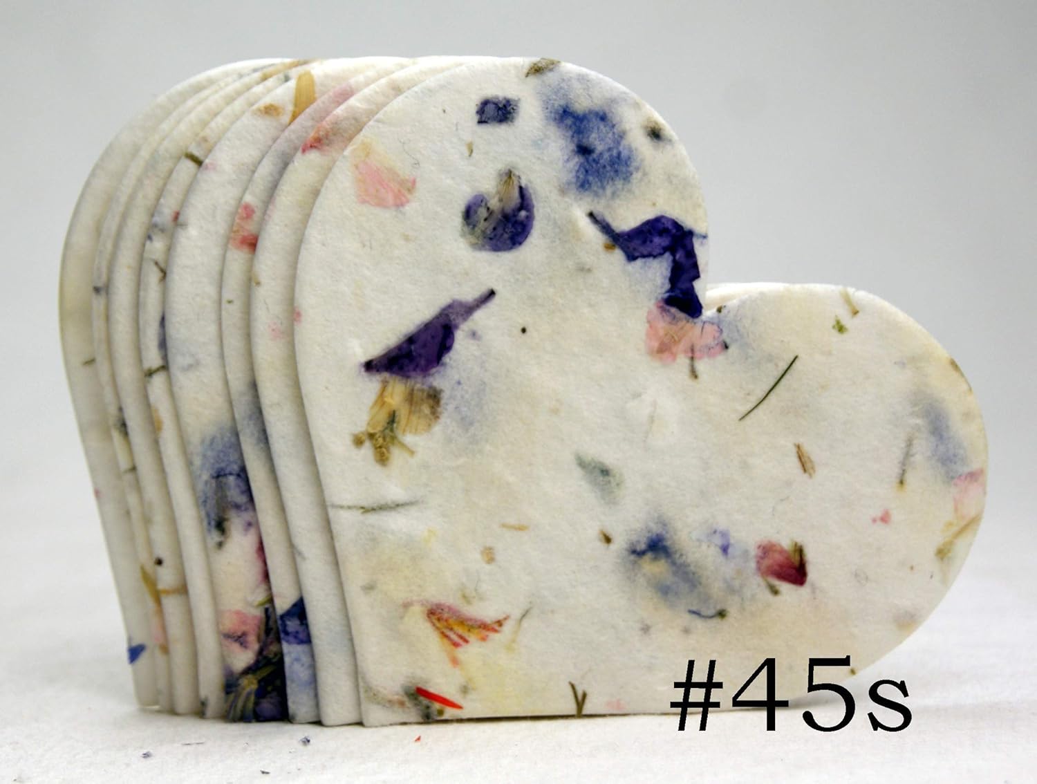 Of The Earth Handmade Paper - Wildflower Seed Paper Large Hearts - Recycled Flower Petals - Bulk Set of 100 (45s Purple Recycled)