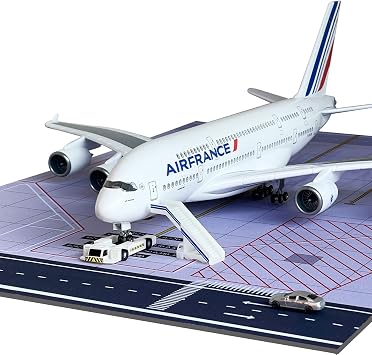 A380 Airplane Model 1/160 Scale A380 Model Plane with LED Lights and Airport Scene Accessories Ideal Display and Gift