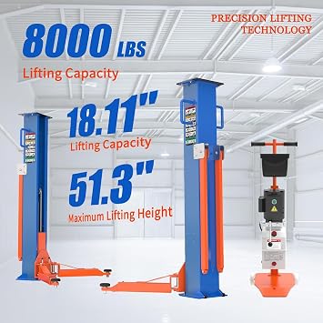 Portable 2 Post Car Lift, 220V Movable Automotive Lift, Auto Lifts of Adjusting The Distance Between Two Columns, 8,000 LB Auto Lift for Garage, Repair Store