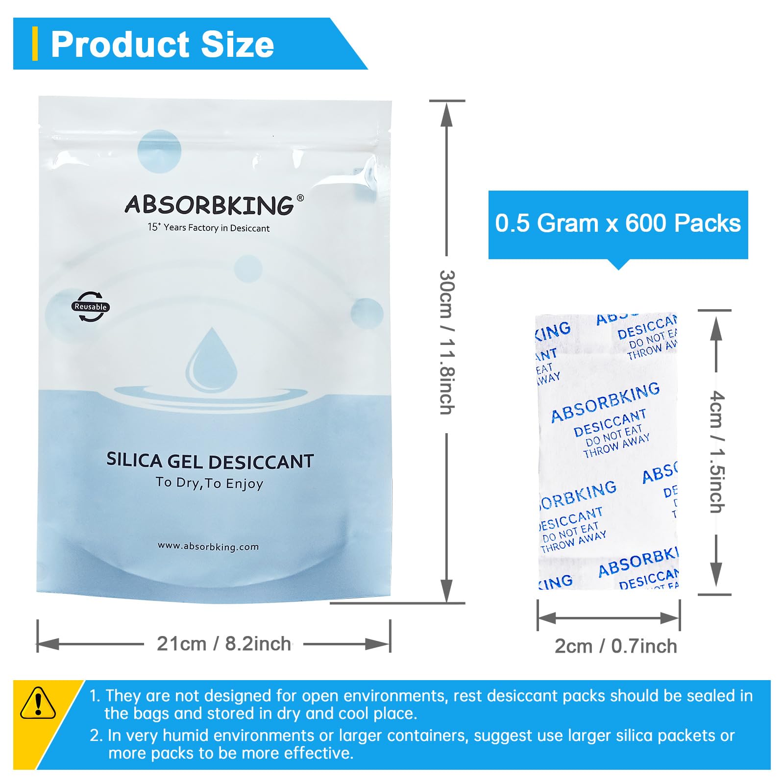 500 Pcs 2 Gram Desiccant Packets, Food Grade Silica Gel Packs, Moisture Absorbers For Storage
