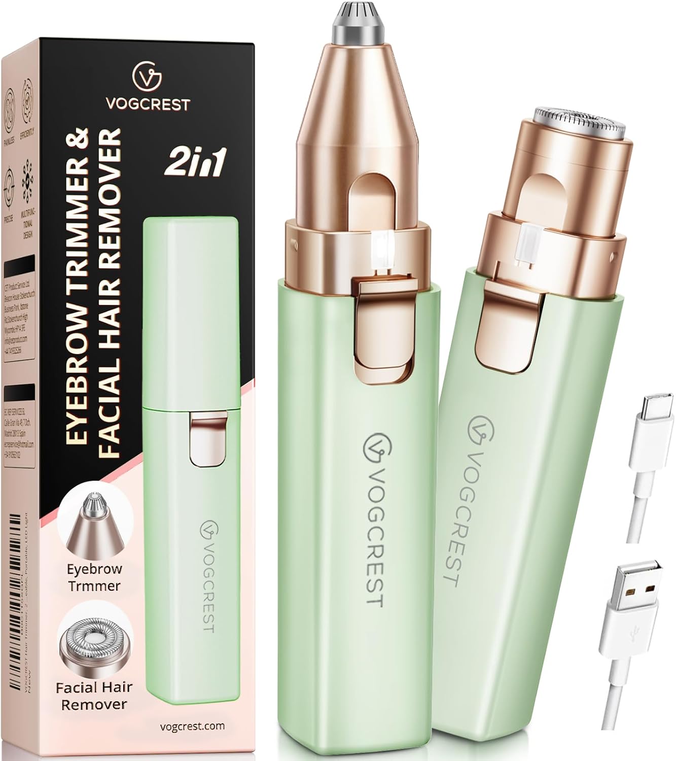 Portable Eyebrow Trimmer & Facial Hair Removal for Women, Rechargeable 2 in 1 Hair Remover and Eyebrow Razor, Eyebrow Lips Body Facial Hair Remover for Women with Built-in LED Light (Green) Portable Eyebrow Trimmer & Facial Hair Removal for Women, Rechargeable 2 in 1 Hair Remover and Eyebrow Razor, Eyebrow Lips Body Facial Hair Remover for Women with Built-in LED Light (Green)