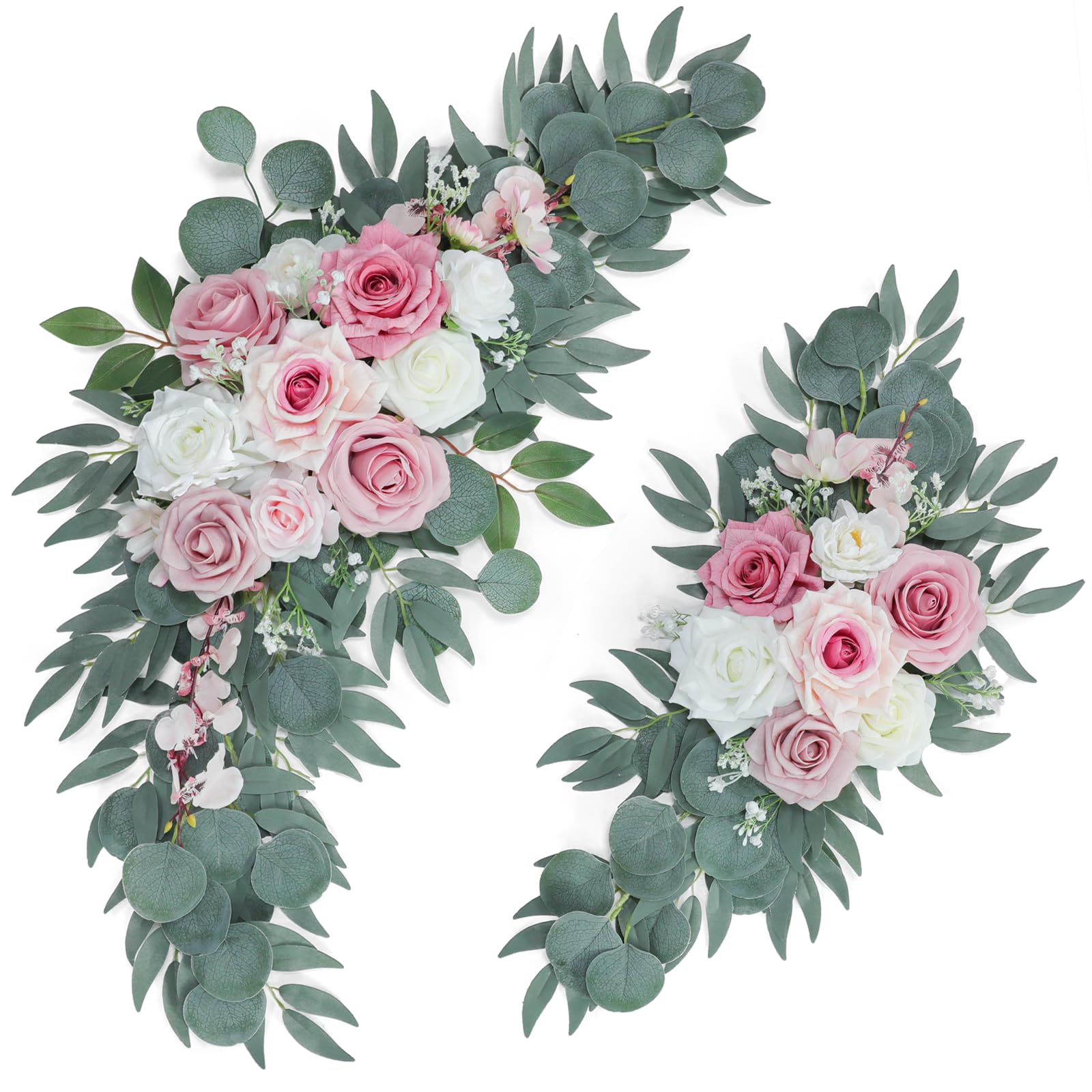ponatia Artificial Wedding Arch Flowers (Pack of 2), Dusty Rose Wedding Flowers for Wedding Welcome Signs Floral Decorations and Wedding Reception
