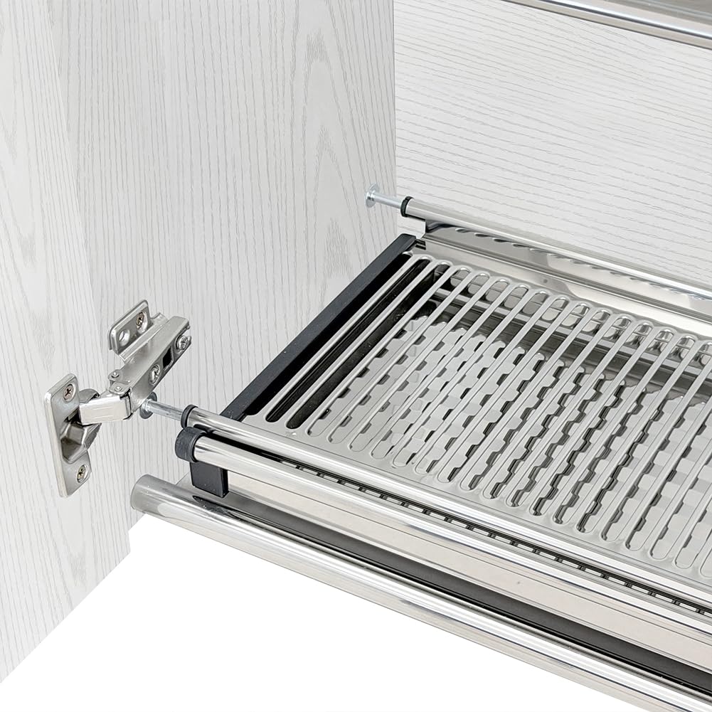 Shally Dogan Pensile Scolapiatti con Vassoio Salvagoccia da Cucina Design Boiserie, Mobile a Parete in Legno Resistente Armadio Sospeso con Due ante e Due Ripiani, 80 x 32 x 72H cm (Bianco Frassianto)