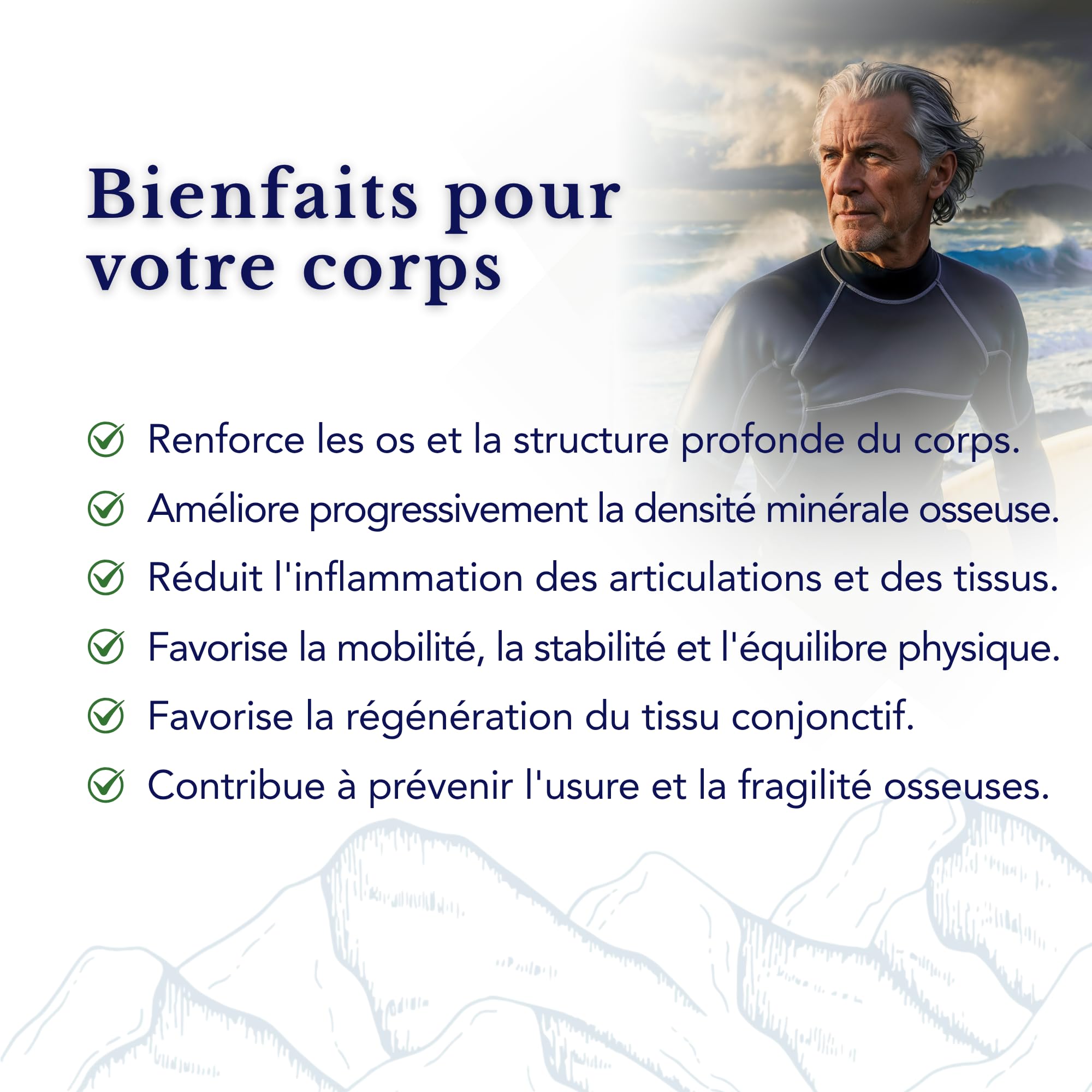 Collagène Marin avec Acide Hyaluronique, Magnésium Chélaté, MSM, Boswellia, Vitamines D3 et K2 - SmartAbsorb™| pour la peau, les articulations et les os| 28 sachets quotidiens