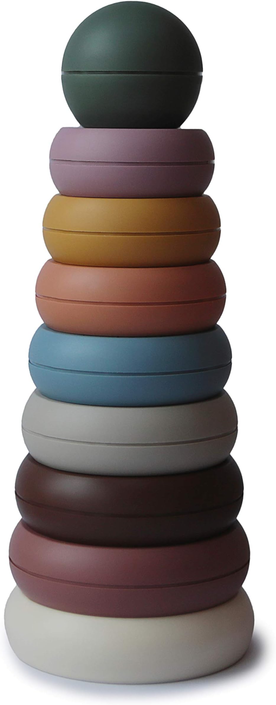 mushie Stacking Tower with Rings | Stacking Rings Tower with 8 Rings | For Babies & Children | Safe, High Quality & Durable | BPA/PVC/Phthalate Free | Made in Denmark (Rustic)
