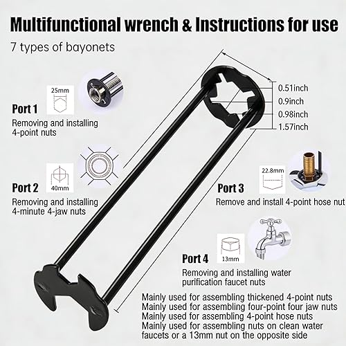 Vista 4 de Llave de fregadero multifuncional, llave de fregadero mejorada 2026, herramienta de fontanería, llave de grifo para fregadero debajo del lavabo