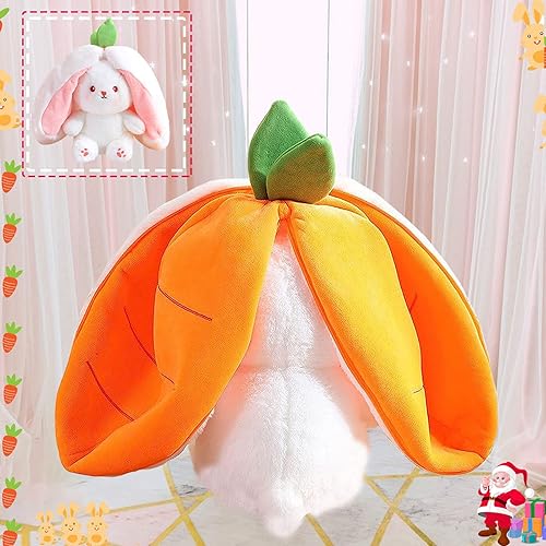 Miniatura 5 de SATKULL Juguete de peluche de conejo de zanahoria, reversible, juguete de peluche de conejo de Pascua, almohada de felpa de Halloween para niños