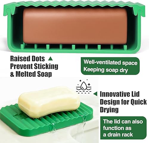 Miniatura 4 de Estuche de viaje extra grande a prueba de fugas para champú y acondicionador con capa de drenaje, mantiene el jabón seco, para viajes prolongados,