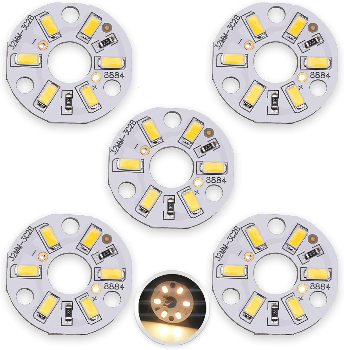 5 piezas 3 W de alta potencia 3000 K caliente 6 LED 5730 chip SMD LED