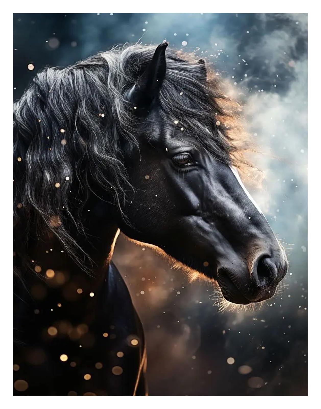 Toile cheval noir et blanc impression haute définition 30x40