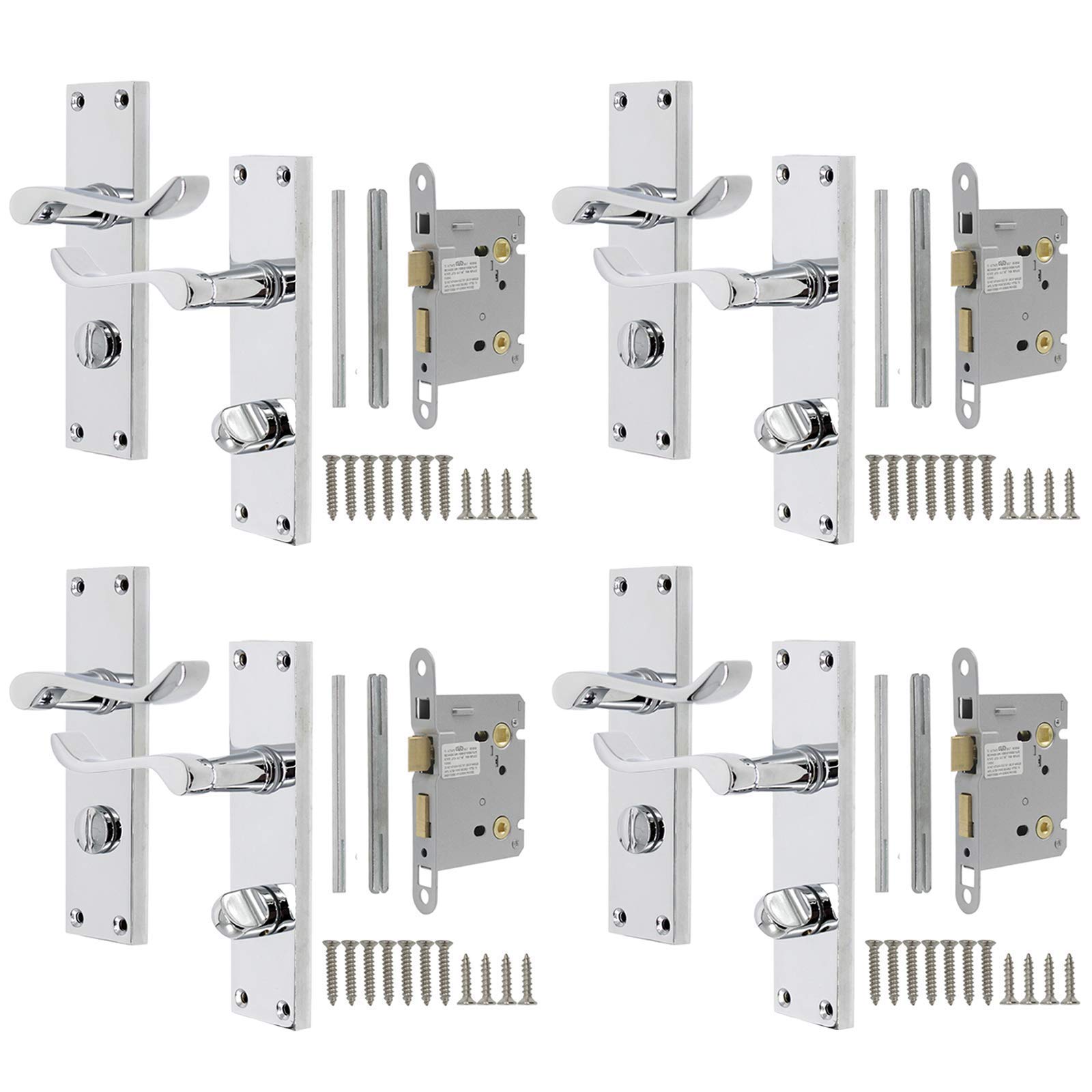 Poignée de porte d'intimité interne chromée loquet 65mm pour salle de bain