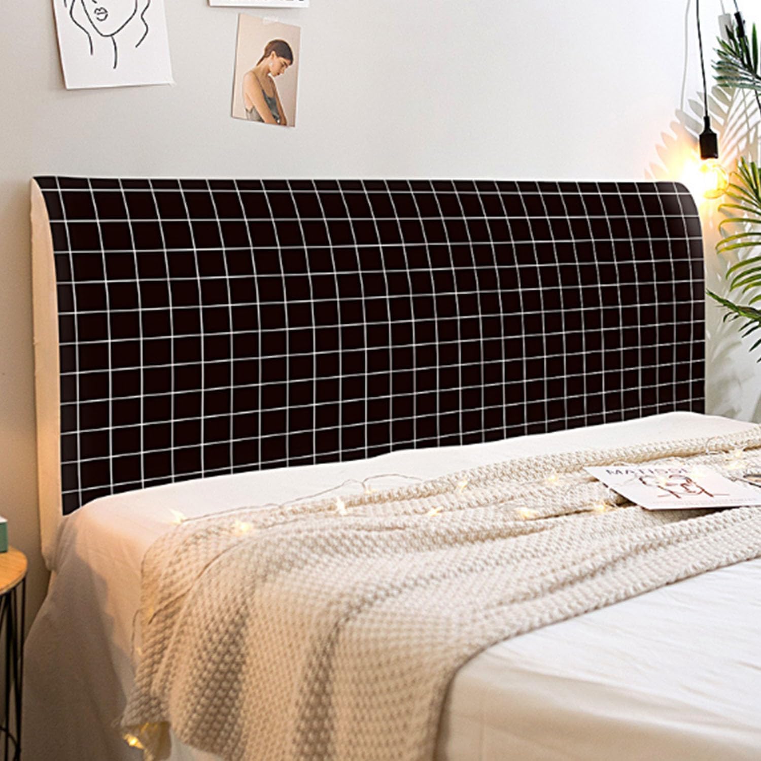 Bed Headboard Cover for Queen Cal King，Furniture Cover, Soft Upholstery Headboard Slipcover Thick Fabric Bed Head Cover Dustproof Headboard Protector for Bedroom Décor