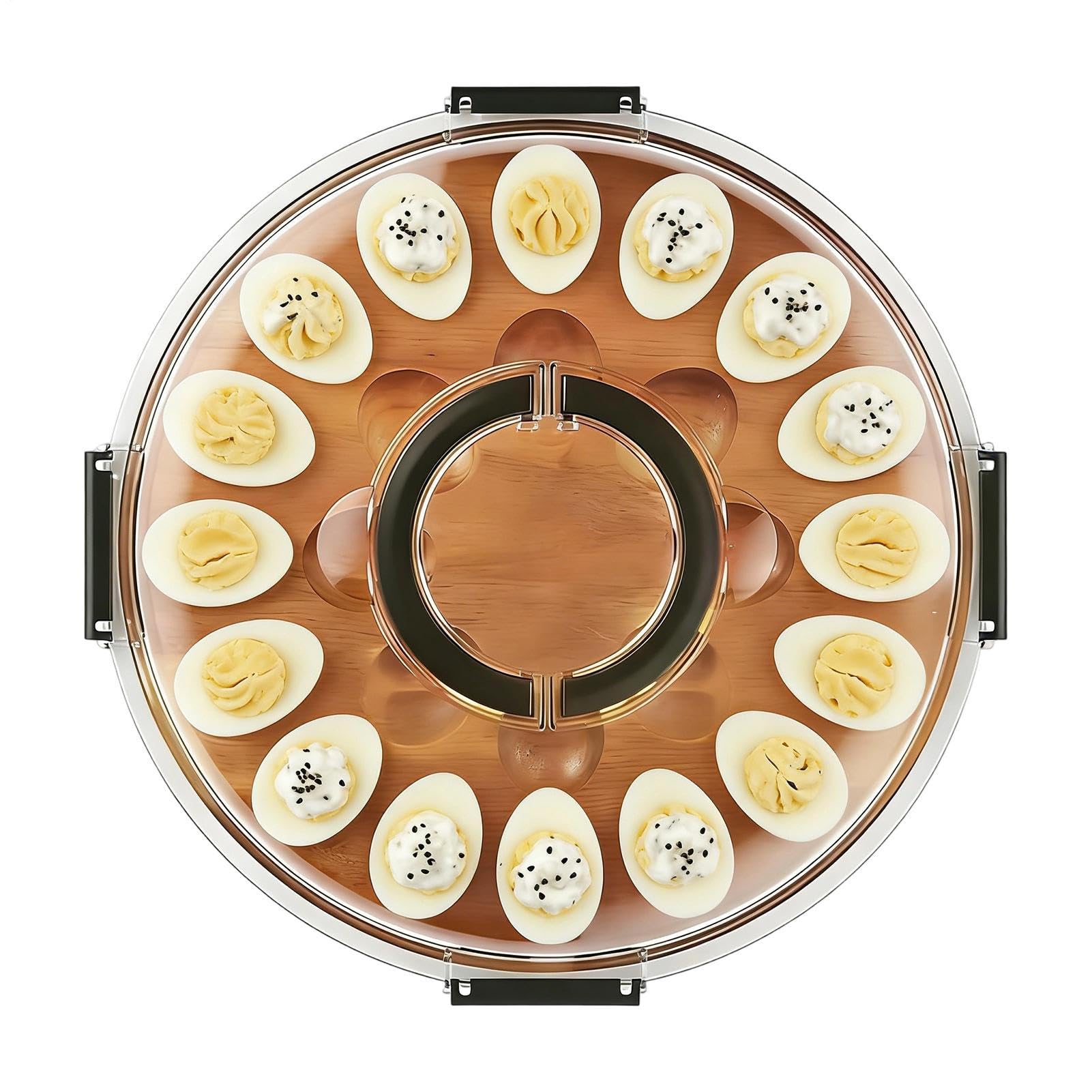 Bandeja Para Huevos Rellenos Bandeja Con 24 Ranuras Y Tapa | Soporte Para Huevos Rellenos Para Cena De Pascua Y Acción De Gracias Celebraciones Buffet Y Aperitivos En Casa