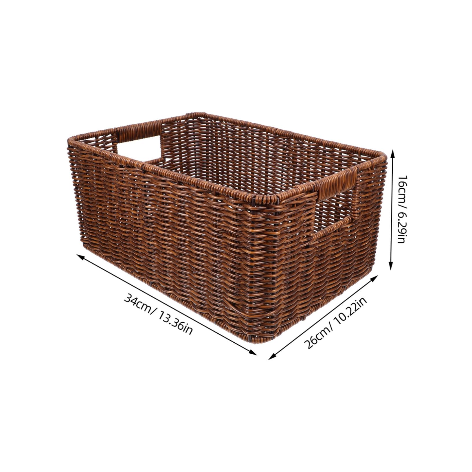 Imitation Rattan Storage Basket Storage Bins Woven Baskets for Storage Woven Newspaper Basket Rattan Magazine Basket Decorative Baskets for Shelves Desktop Woven Storage Bin Pp HOLIDYOYO