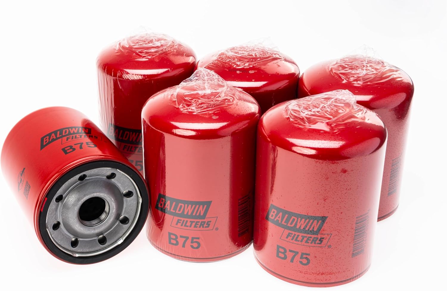 Baldwin B75 Heavy Duty Spin-on Lube Oil Filter, 12 Micron, Replaces WIX 51798 and Caterpillar 9N6007 (Pack of 6)