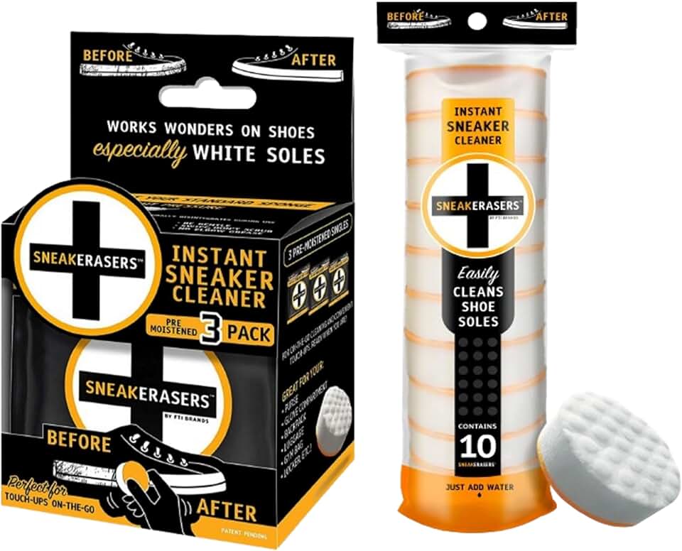 SneakERASERS Instant Midsole and Sneaker Cleaner, Premium, Disposable, Dual-Sided Sponge for Cleaning, SneakERASERS Instant Sneake