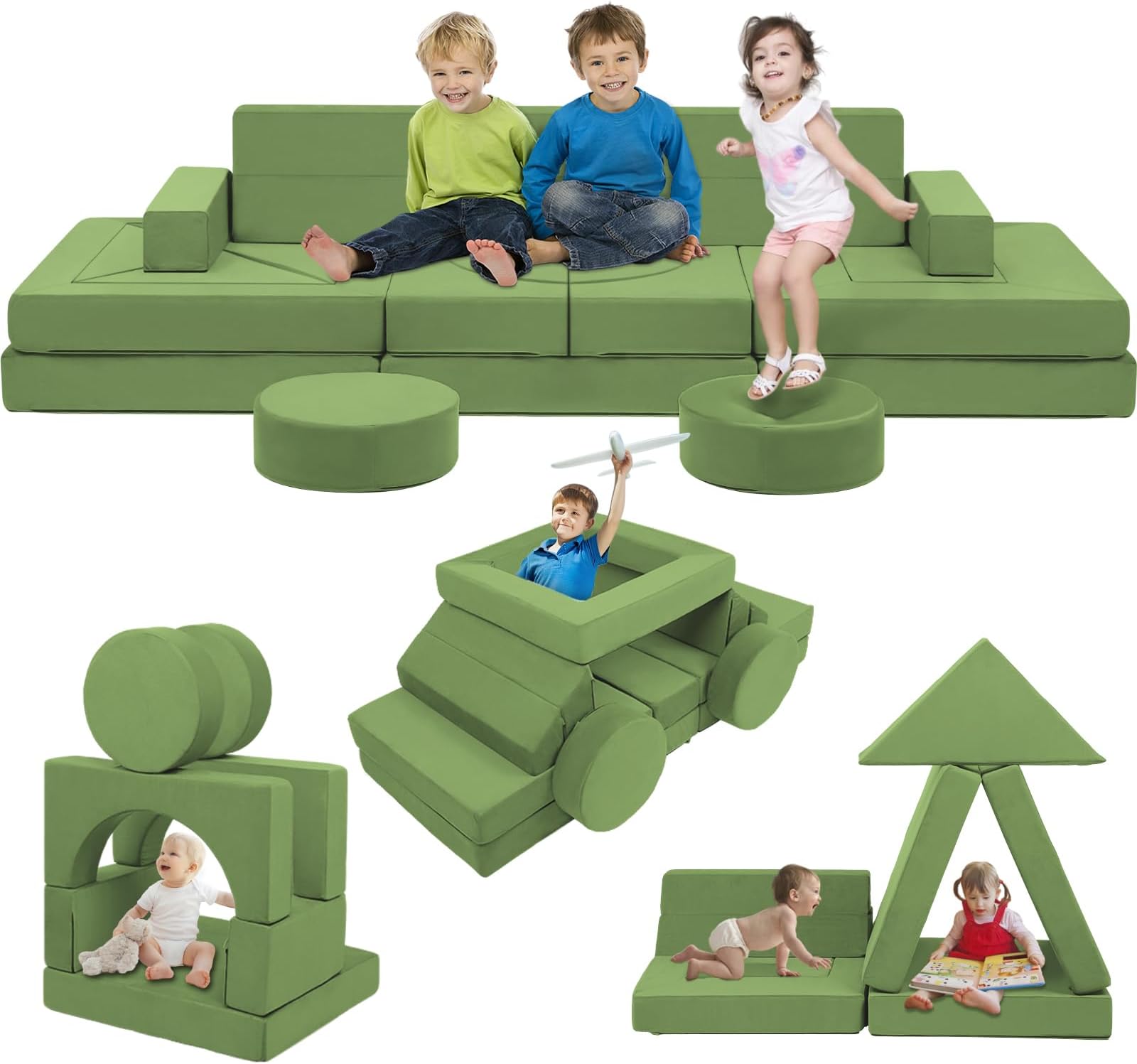 Edbuosy 22Pcs Modular Kids Play Couch - Kids Couch for Playroom Bedroom Living Rooms Toddler Sofa for Inspiring Child Creativity，Children Convertible Foam Sofa
