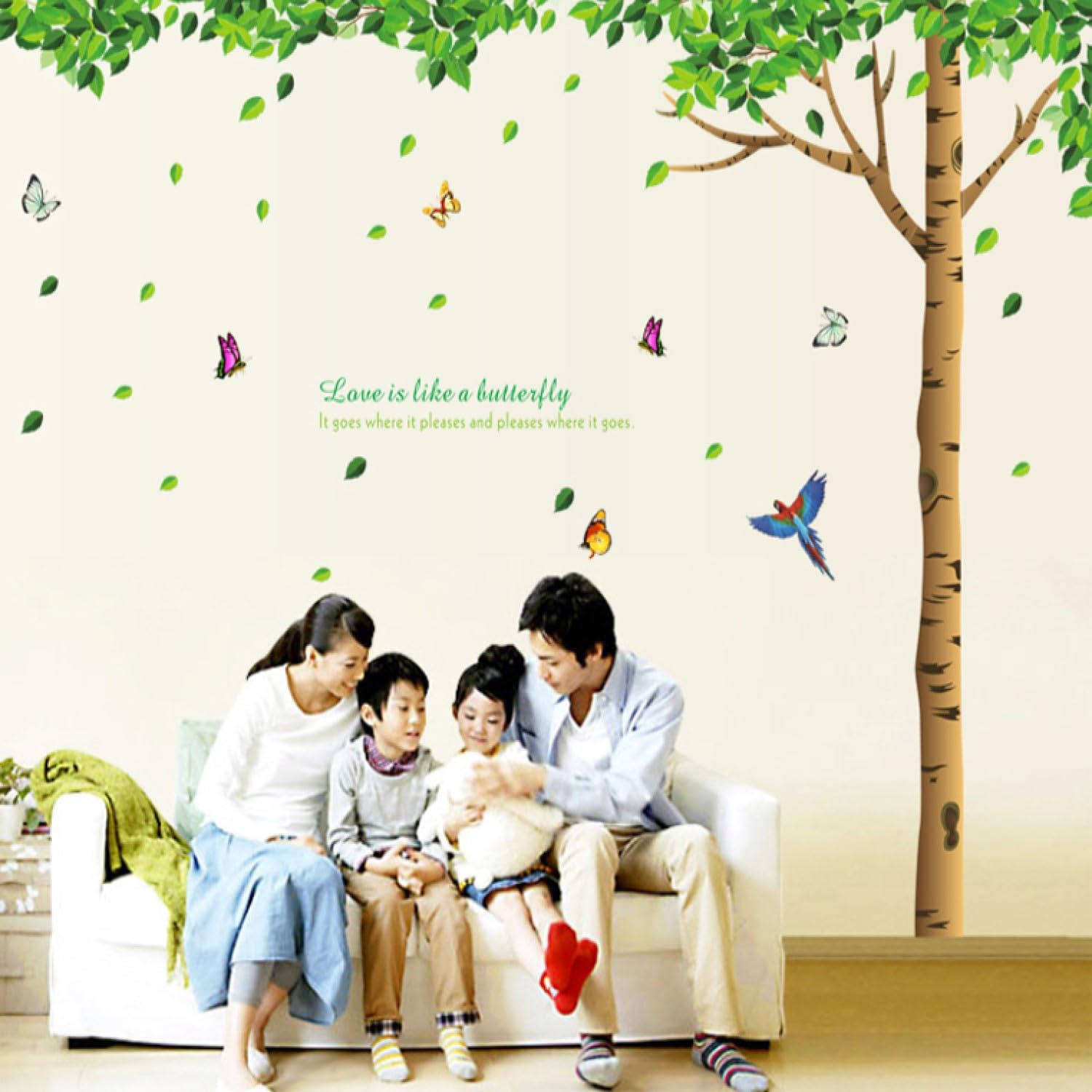 JAAMSO ROYALS Big Green Tree Wall Sticker for Home (60CM x 90CM, 3 Sheets)-image-19