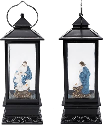 Miniatura 5 de DRomance Linterna de globo de nieve con temporizador de Jesús Music, funciona con pilas y alimentada por USB, lámpara de globo de nieve que canta