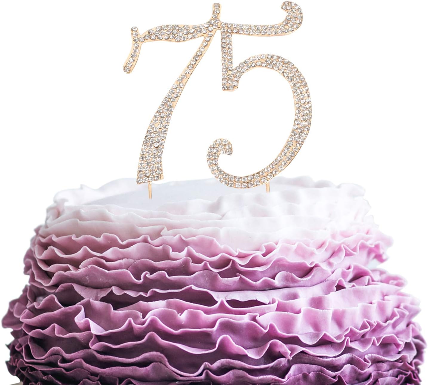 LINGPAR 75 Years Birthday Cake Topper - New Best Crystal Rhinestone 75th Wedding Anniversary Or 75 Years Old Cake Topper Party Decoration Gold