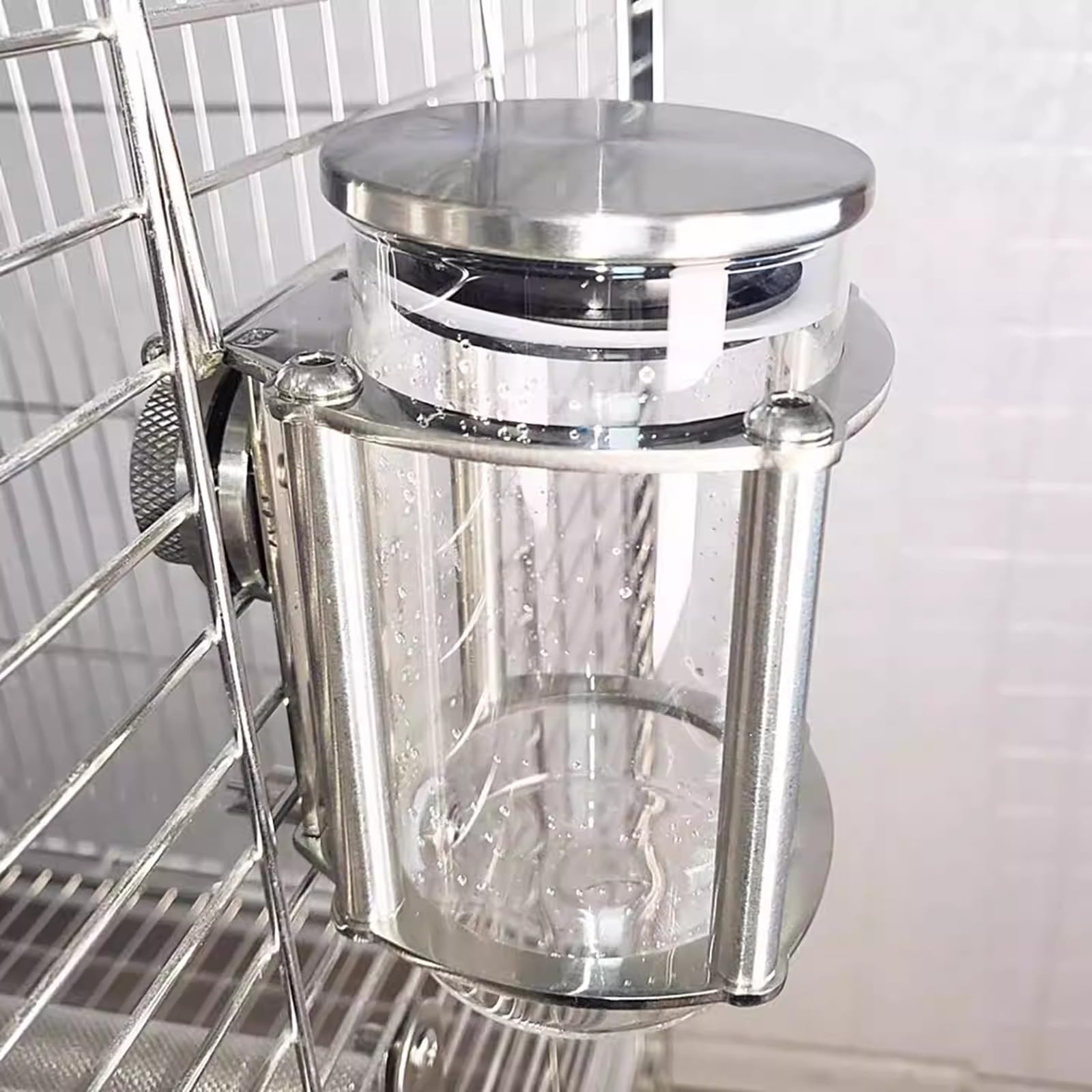 Botella de agua de acero inoxidable resistente para mascotas, dispensador antigoteo de 350 ml para pájaros, loros, conejos y roedores