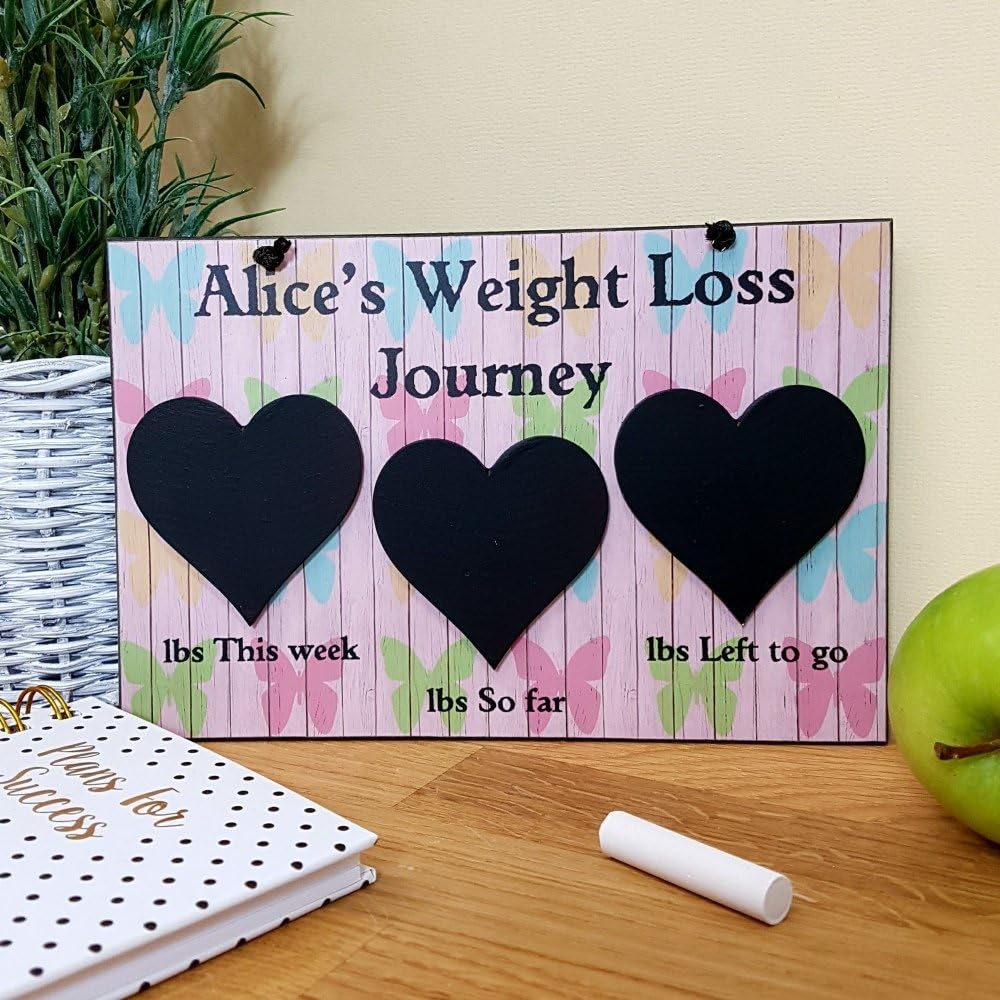 PERSONALISED Weight Loss Journey Chalkboard Countdown Plaque Handmade Diet Chart 780
